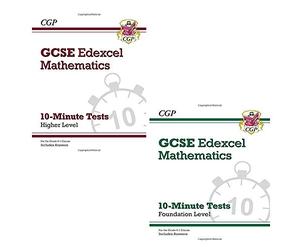 Cgp gcse maths 9-1 edexcel 10-minute tests collection 2 books set - foundation, higher