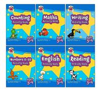 CGP Preschool Activity Books and Cards for Ages 3-4 Collection 6 Books Set By CGP Books (Counting, Maths, Writing, Numbers 0-10, English, Reading)