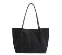 CGRSDSD Borsa Scamosciata Donna Borsa a tracolla da donna in finta pelle scamosciata Borsa morbida retrò di lusso Designer Trend Borse femminili ad alta capacità(Black)