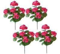 CGTQROVR Gerani artificiali 4pcs da 14 pollici fiori artificiali con foglie verdi a bassa manutenzione e geranio falso duraturo per disposizione dei fiori