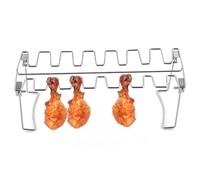 CGTQROVR Porta Gamba di Pollo 2 Pezzi 14 Slot Porta di Bacchetta di Pollo per Strumenti per griglia in Acciaio Inossidabile per Esterno Interno
