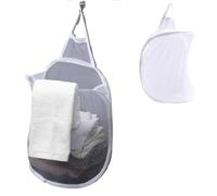 CGUOHU 4pcs Foldable Storage Laundry Basket Organizer Dirty Clothes Mesh Bag Household Wall-mounted Bathroom Hanging Baskets Bucket Per Riporre I Bagagli(White)
