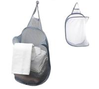 CGUOHU 4pcs Foldable Storage Laundry Basket Organizer Dirty Clothes Mesh Bag Household Wall-mounted Bathroom Hanging Baskets Bucket Per Riporre I Bagagli(Gray)