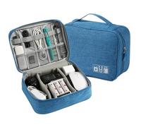 CGUOHU Borsa Organizer Cavi Borsa da viaggio digitale separata multifunzionale e di grande capacità da 2 pezzi. Borsa for cavo dati mobile. Borsa for banca di potere(Lake Blue)