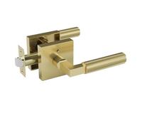 CGUOHU Maniglia a Leva Per Porta Maniglia for porta privacy con leva zigrinata posteriore, base quadrata in oro opaco, for camera da letto e bagno, serratura reversibile