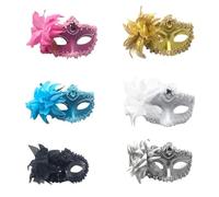 CGUOHU Maschera Di Carnevale 6PCS Dance Party Diamond Mask Feather Wedding Carnival Performance Costume Sexy Lady Masquerade(Mix colors)