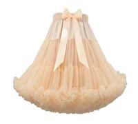 CGUOHU Sottogonne Donna Sottogonne in Tulle Morbido e gonfio da Donna, Lunghezza al Ginocchio, for Danza Classica, Stile Lolita, tutù, Sottogonna a Strati, 55 cm di Lunghezza. per Matrimoni(Beige)