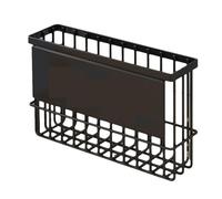 CGUOHU Wall Hanging Magnetic Storage Basket Multi-function Black White Kitchen Organizer Shelf No Drill Per Riporre I Bagagli(Black-L)