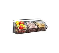 CGUOHU Wall-Mounted Green Onion Ginger Garlic Storage Rack Punch-Free Kitchen Multi-Functional Basket Organizer for Spices Herbs Per Riporre I Bagagli(Black 3 Grid)