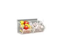 CGUOHU Wall-Mounted Green Onion Ginger Garlic Storage Rack Punch-Free Kitchen Multi-Functional Basket Organizer for Spices Herbs Per Riporre I Bagagli(White 2 Grid)