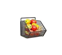 CGUOHU Wall-Mounted Green Onion Ginger Garlic Storage Rack Punch-Free Kitchen Multi-Functional Basket Organizer for Spices Herbs Per Riporre I Bagagli(Black 1 Grid)