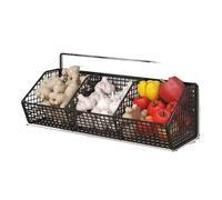 CGUOHU Wall-Mounted Multi-Functional Kitchen Organizer - Metal Vegetable, Garlic, And Onion Storage Basket Per Riporre I Bagagli(Three grid 1pc)