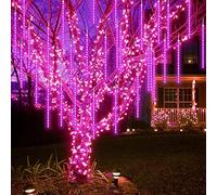 CGUOZI 50cm 8 Tubes 384 LEDS Stringa Luci led, Catena Luminosa LED IP65 Impermeabile, Luci Natale Pioggia di Meteoriti, per Albero di Natale, Giardino, Interno, Esterno Viola
