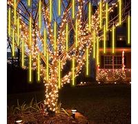 CGUOZI 80cm 8 Tubes 576 LEDS Luci di pioggia di meteora doccia, impermeabile Luci di stringa per Natale Halloween Albero del giardino Home decor Bianco Caldo