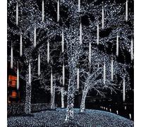 CGUOZI Luci Della Pioggia di Meteore, 30cm 8 Tubes 192 LEDS Meteor Luci Natale Luci, Impermeabili Meteor Shower Light per Festa di Nozze Decorazione All'aperto Bianco