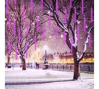 CGUOZI Luci Della Pioggia di Meteore, 50cm 8 Tubes 384 LEDS Luci a Stringa LED Impermeabili Drop Icicle Fairy String Lights per Natale Halloween Holiday Party Patio Outdoor Viola