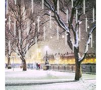CGUOZI Luci Della Pioggia di Meteore, 50cm 8 Tubes 384 LEDS Luci Natalizie Esterno Impermeabile IP65 Stringa Luci LED per Natale Albero del Giardino Festa di Nozze Interno Decorazione Bianco