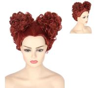 CGVG Parrucca a forma di cuore rosso da donna con regina di cuore, accessorio per costume cosplay per Halloween, feste di carnevale (rosso-marrone)