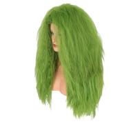 CGVG Parrucca da strega verde di Halloween, lunga parrucca verde riccia per costume da strega accessorio per donne Halloween festa a tema Carnevale