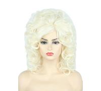 CGVG Parrucca lunga da donna anni '70 anni '80, con frangia, parrucca per alveare, per donna, cosplay, Halloween, carnevale, feste in costume (biondo-2)