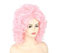 CGVG Parrucca lunga da donna anni '70 anni '80, con frangia, parrucca per alveare, per donna, cosplay, Halloween, carnevale, feste in costume (rosa-2)