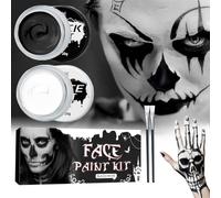 CGVG Set di trucchi per Halloween, colore nero e bianco, trucco per teatro, trucco per il viso, pittura per il corpo, colori horror zombie vampiro, scheletro clown, trucco per adulti e bambini