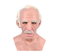 CGZWFERA - Halloween Grandpa Wig Old Man Cosplay Mask Headwear Bald Old Man Head Scary Cosplay Mask Horror Headwear for Halloween Carnival Costume Party Props