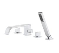 Ch 4 Foro Vasca Da Bagno T con Cascata Doccia Miscelatore Monocomando Valvola Deviatore Lungo Beccuccio Girevole Moderno Rubinetto Bagno per ry Spa Experience