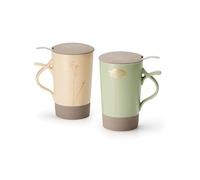 Cha Cult Teemando® Teamug Nava New Bone - Tazza per erbe aromatiche cinesi con rivestimento in oro, 2 pezzi, con colino in acciaio inox, 0,4 l, altezza 15 cm, diametro 8,8 cm