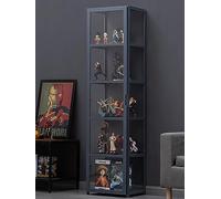 CHAANG vetrina espositiva vetrina soggiorno vetrinetta espositiva vetrina espositiva per collezionismo Telaio in bambù naturale,design a doppia porta,sigillato e antipolvere,facile da installare