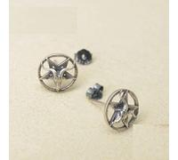 CHABER Orecchini A Bottone con Testa di Pecora Satana in Argento Sterling 925 Orecchini Pentagramma Vintage con Orecchini Unisex