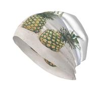 CHAbu Ananas sulla spiaggia estiva cappello lavorato a maglia adulto berretto berretto elastico senza tesa cappello casual leggero corsa pesca ciclismo danza, Nero , Taglia unica