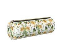 CHAbu Astuccio in pelle con girasole e mais, per cancelleria, cosmetici, scuola, lavoro, ufficio, Oro, One Size, Classico