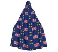 CHAbu Bandiera delle Isole Turks e Caicos Mantello con cappuccio lungo unisex mantello da vampiro strega gioco di ruolo costume feste palcoscenico 150 cm