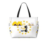 CHAbu Borsa da spiaggia impermeabile con bandiera del Rhode Island, grande capacità, con cerniera e tasche, per viaggi, vacanze, palestra, nuoto, Nero , Taglia unica