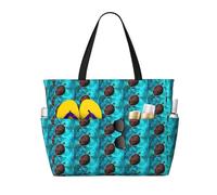 CHAbu Borsa da spiaggia impermeabile con cerniera e tasche, per nuoto, tartaruga, mare, grande capacità, per viaggi, vacanze, palestra, nuoto, Nero , Taglia unica