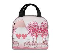 CHAbu Borsa termica per il pranzo con alberi romantici a forma di cuore per San Valentino, con cerniera, impermeabile, riutilizzabile, campeggio, picnic, lavoro, scuola