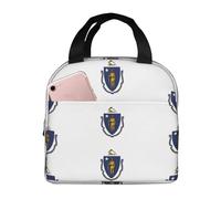 CHAbu Borsa termica per il pranzo con bandiera del Massachusetts con cerniera, impermeabile, riutilizzabile, per campeggio, picnic, lavoro, scuola