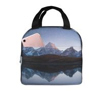 CHAbu Borsa termica per il pranzo con cielo notturno con stelle e lago di montagna con cerniera impermeabile riutilizzabile campeggio picnic lavoro scuola