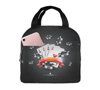 CHAbu Borsa termica per il pranzo da torneo di poker, con cerniera, impermeabile, riutilizzabile, per campeggio, picnic, lavoro, scuola