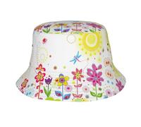 CHAbu Cappello da pescatore con farfalle e farfalle, per la cameretta dei bambini, a tesa larga, pieghevole, estivo, spiaggia, viaggi, attività all'aperto, golf, escursionismo, Nero , Taglia unica