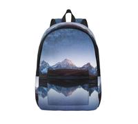 CHAbu Cielo notturno con la Via Lattea Zaino di Tela Borsa Libro Grande Capacità Classico Moda College Lavoro Viaggio, Nero , M, Casual