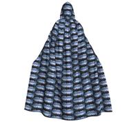 CHAbu Cielo notturno con stelle e lago di montagna adulto mantello con cappuccio lungo unisex mantello vampiro strega gioco di ruolo costume feste palcoscenico 150 cm