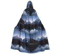 CHAbu Cielo notturno con stelle e lago di montagna mantello con cappuccio unisex mantello mantello vampiro strega feste palcoscenico cosplay costumi di carnevale