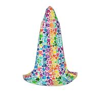 CHAbu Cuori arcobaleno con cappuccio mantello per adolescenti lungo veste mantello medievale cosplay partito carnevale accessori