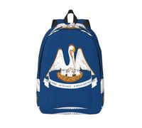 CHAbu Louisiana - Zaino in tela con bandiera dello Stato, grande capacità, stile classico, alla moda, università, lavoro, viaggio, Nero , M, Casual