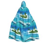 CHAbu Mantello con cappuccio, delfino che nuota nel mare blu, costume cosplay mantello triste mietitore strega vampiri diavolo festa in maschera