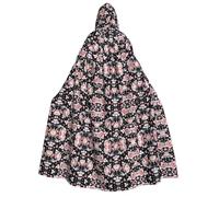 CHAbu Mantello con cappuccio per adulti con fiore rosa lungo unisex mantello da strega vampiro gioco di ruolo costume feste palcoscenico 150 cm