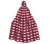 CHAbu Mantello lungo unisex con cappuccio con bandiera della Georgia, da vampiro, strega, per giochi di ruolo, feste, palcoscenico, 150 cm