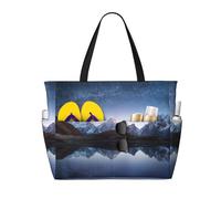 CHAbu Night Sky With Milky Way Borsa da spiaggia di grande capacità, impermeabile, con cerniera e tasche, per viaggi, vacanze, palestra, nuoto, Nero , Taglia unica